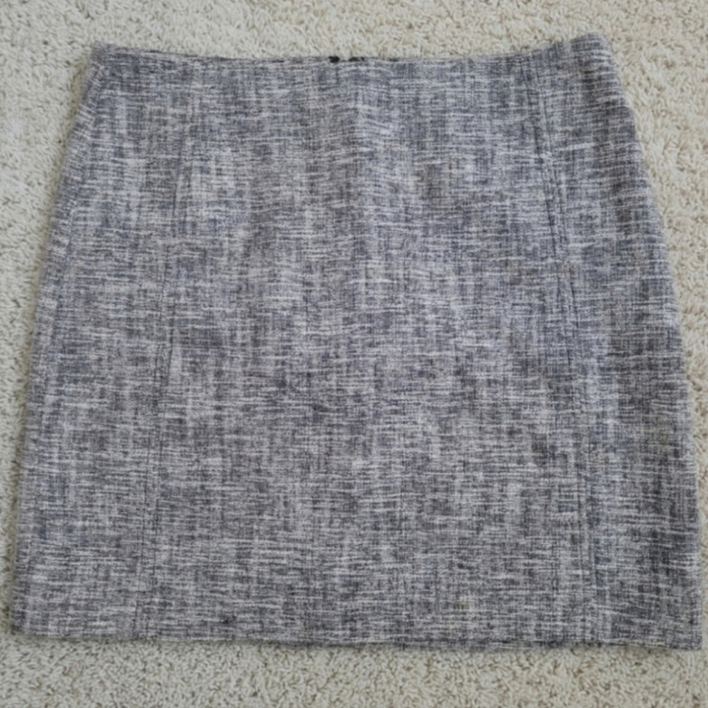 Loft Petites 6P Woven Textured Mini Skirt Lined Career Academia